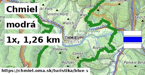 Chmiel Turistické trasy modrá 