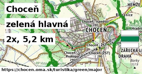 Choceň Turistické trasy zelená hlavná