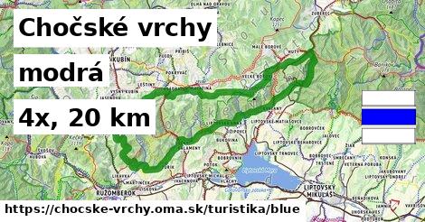 Chočské vrchy Turistické trasy modrá 