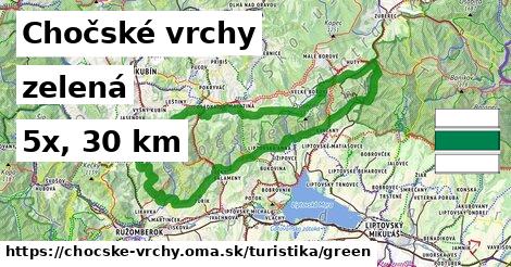 Chočské vrchy Turistické trasy zelená 