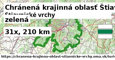 Chránená krajinná oblasť Štiavnické vrchy Turistické trasy zelená 