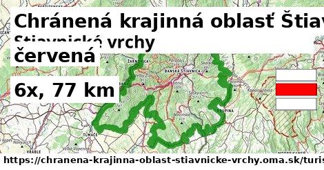 Chránená krajinná oblasť Štiavnické vrchy Turistické trasy červená 