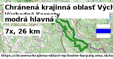 Chránená krajinná oblasť Východné Karpaty Turistické trasy modrá hlavná