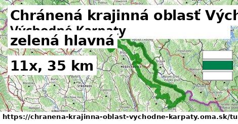 Chránená krajinná oblasť Východné Karpaty Turistické trasy zelená hlavná