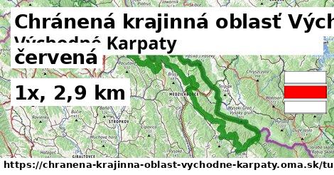 Chránená krajinná oblasť Východné Karpaty Turistické trasy červená iná