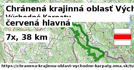 Chránená krajinná oblasť Východné Karpaty Turistické trasy červená hlavná