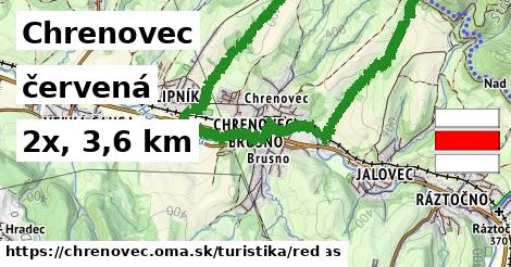 Chrenovec Turistické trasy červená 