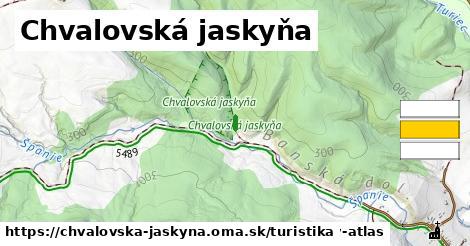 Chvalovská jaskyňa Turistické trasy  