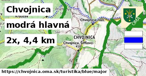 Chvojnica Turistické trasy modrá hlavná