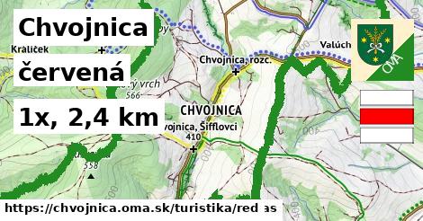 Chvojnica Turistické trasy červená 