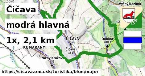 Čičava Turistické trasy modrá hlavná