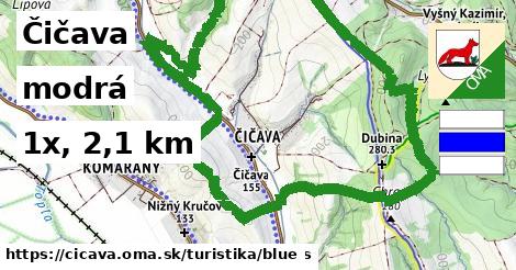 Čičava Turistické trasy modrá 