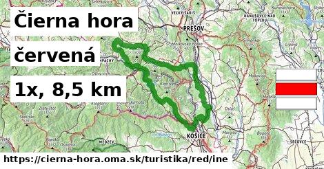 Čierna hora Turistické trasy červená iná