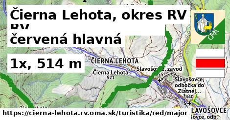 Čierna Lehota, okres RV Turistické trasy červená hlavná