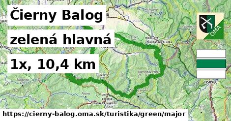 Čierny Balog Turistické trasy zelená hlavná