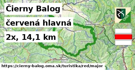 Čierny Balog Turistické trasy červená hlavná