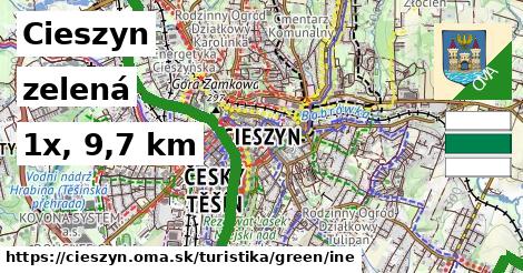 Cieszyn Turistické trasy zelená iná