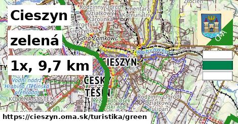 Cieszyn Turistické trasy zelená 