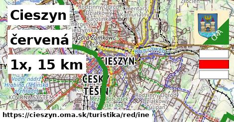 Cieszyn Turistické trasy červená iná