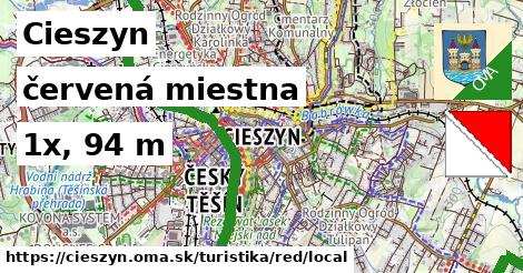 Cieszyn Turistické trasy červená miestna