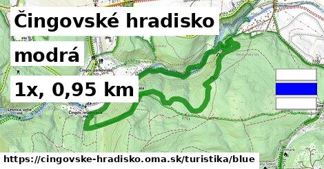 Čingovské hradisko Turistické trasy modrá 