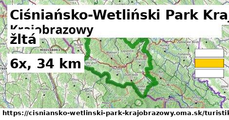 Ciśniańsko-Wetliński Park Krajobrazowy Turistické trasy žltá iná