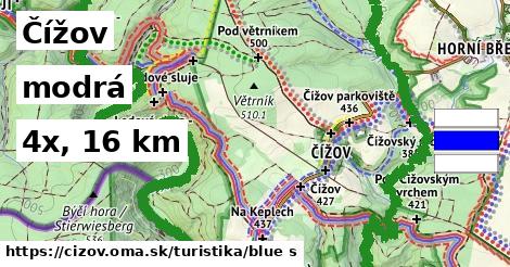 Čížov Turistické trasy modrá 