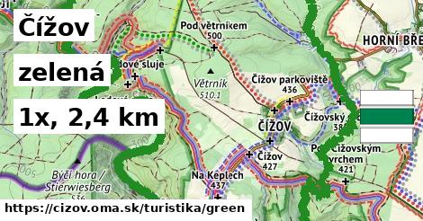 Čížov Turistické trasy zelená 