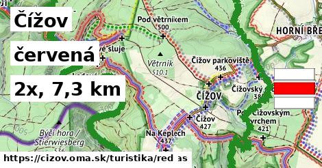 Čížov Turistické trasy červená 