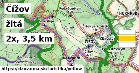 Čížov Turistické trasy žltá 