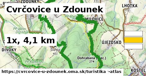 Cvrčovice u Zdounek Turistické trasy  