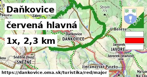 Daňkovice Turistické trasy červená hlavná