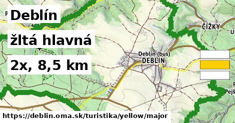 Deblín Turistické trasy žltá hlavná