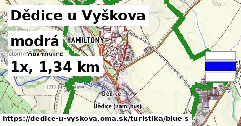 Dědice u Vyškova Turistické trasy modrá 