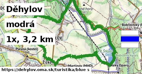Děhylov Turistické trasy modrá 