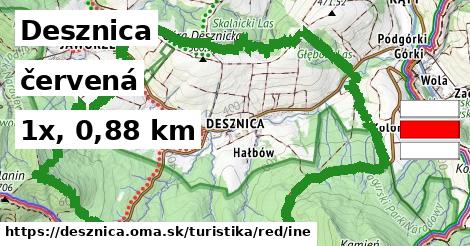 Desznica Turistické trasy červená iná