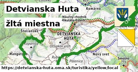 Detvianska Huta Turistické trasy žltá miestna