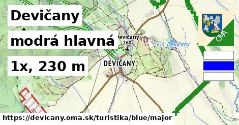 Devičany Turistické trasy modrá hlavná