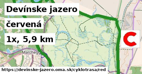 Devínske jazero Cyklotrasy červená 
