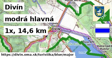 Divín Turistické trasy modrá hlavná