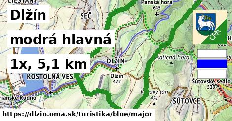 Dlžín Turistické trasy modrá hlavná