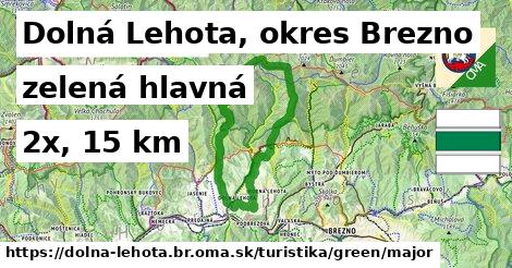 Dolná Lehota, okres Brezno Turistické trasy zelená hlavná