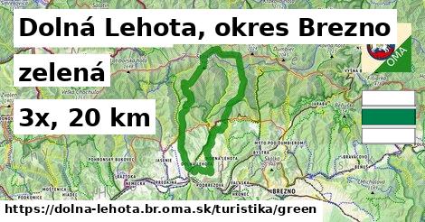 Dolná Lehota, okres Brezno Turistické trasy zelená 