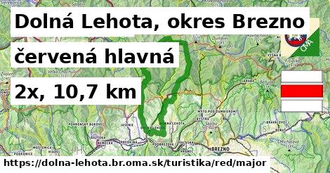 Dolná Lehota, okres Brezno Turistické trasy červená hlavná