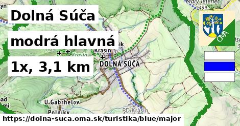 Dolná Súča Turistické trasy modrá hlavná