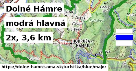 Dolné Hámre Turistické trasy modrá hlavná