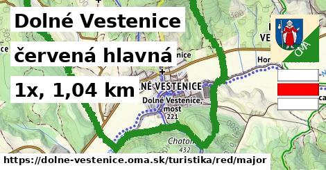 Dolné Vestenice Turistické trasy červená hlavná