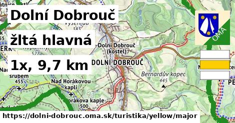 Dolní Dobrouč Turistické trasy žltá hlavná