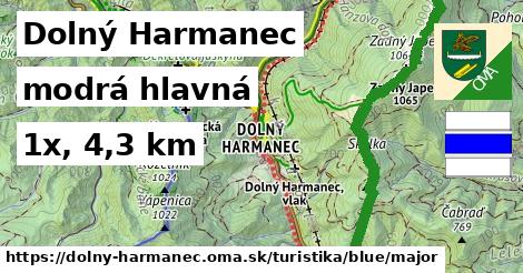 Dolný Harmanec Turistické trasy modrá hlavná