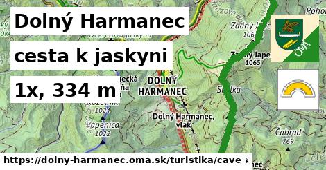 Dolný Harmanec Turistické trasy cesta k jaskyni 